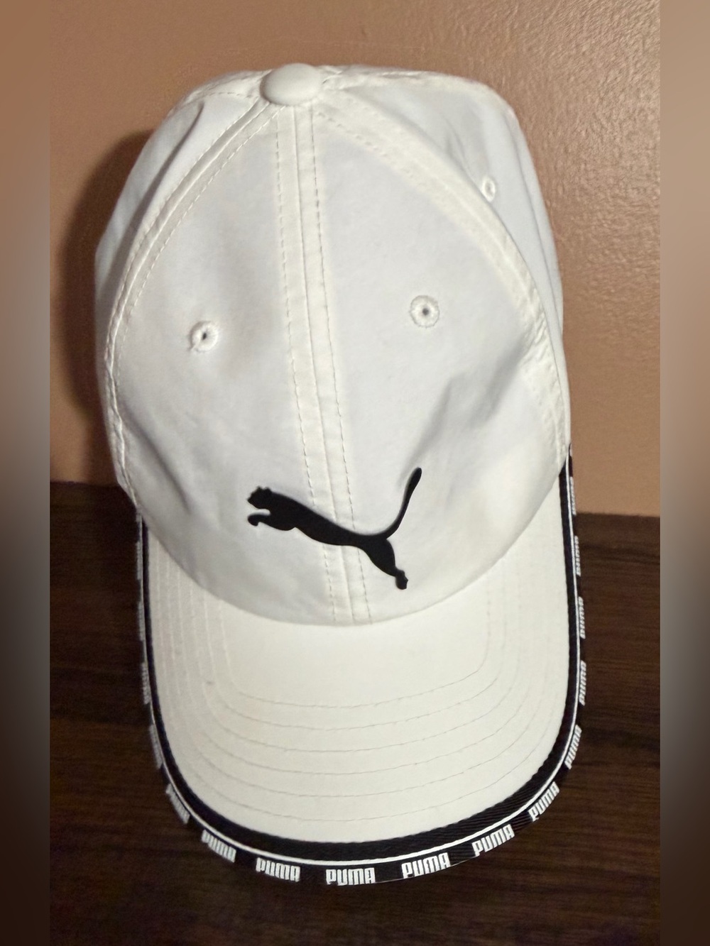 Puma White Cap with Black Puma Logo